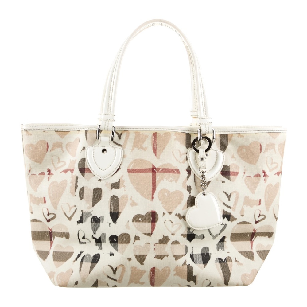 Authentic Burberry Hearts House Check Gracie Tote Bag Purse Handbag Professional